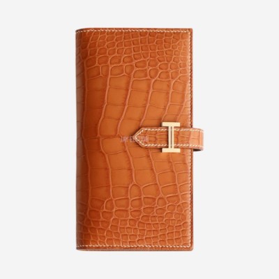 에르메스 베안 장지갑 골드 엘리게이터