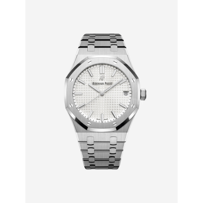 오데마피게 로얄오크 15500 스틸 화이트 다이얼