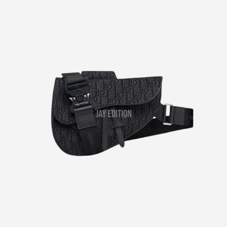 디올 오블리크 자카드 새들 크로스백 블랙