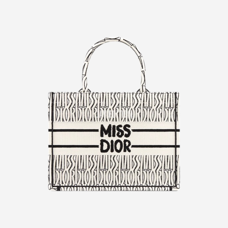 디올 미스 디올 올오버 자수 북토트백 미디움