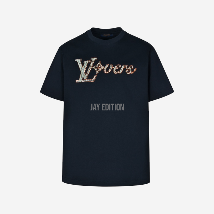 루이비통 러버스 엠벨리시드 쇼트 슬리브드 티셔츠