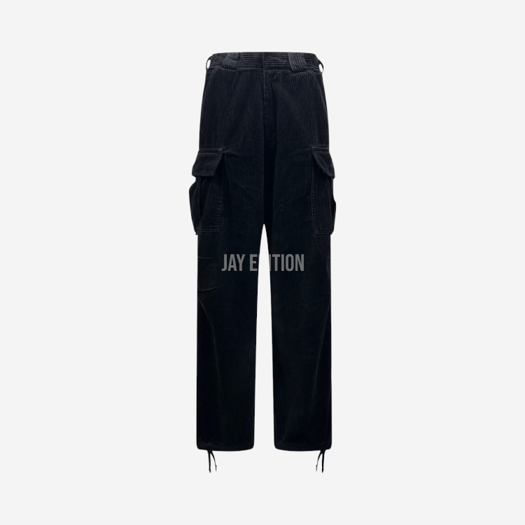 프라다 트라이앵글 에나멜 코듀로이 테이퍼드 팬츠