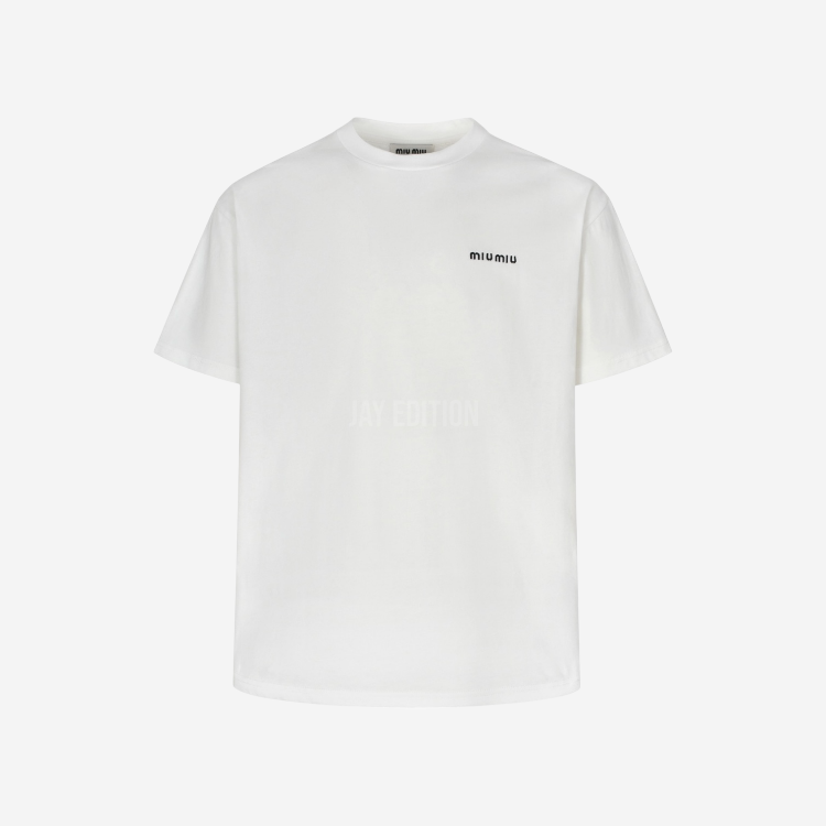 미우미우 로고 반팔 티셔츠