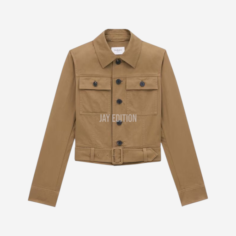 생로랑 코튼 서지 크롭 재킷