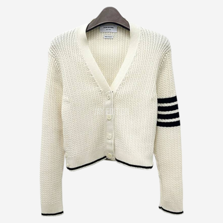 톰브라운 24FW 사선 완정 울 크롭 가디건