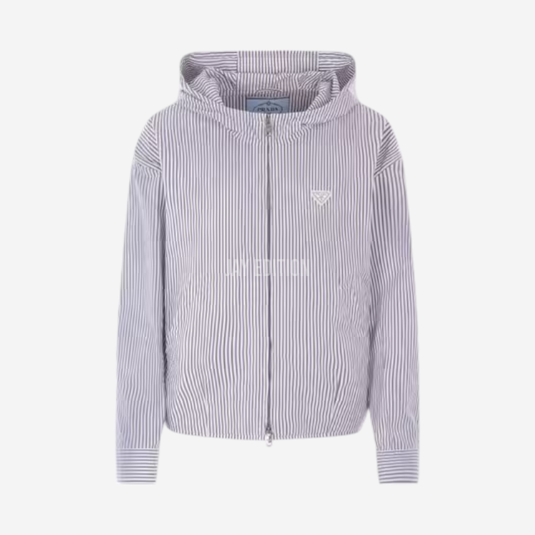 프라다 스트라이프 코튼 블루종 자켓