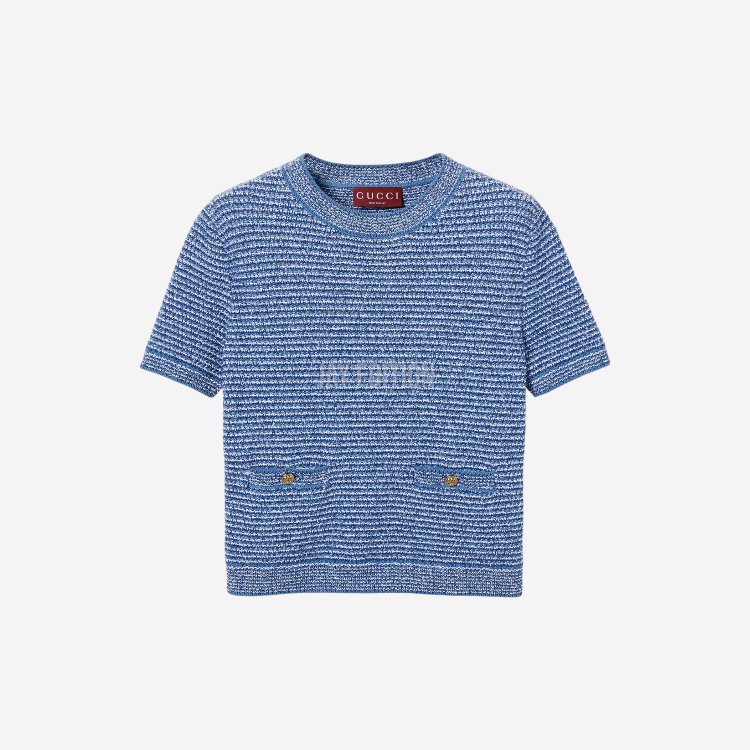 구찌 파인 코튼 크루넥 탑