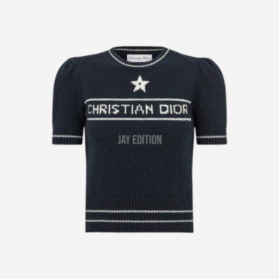 디올 크리스찬 로고 퍼프 니트