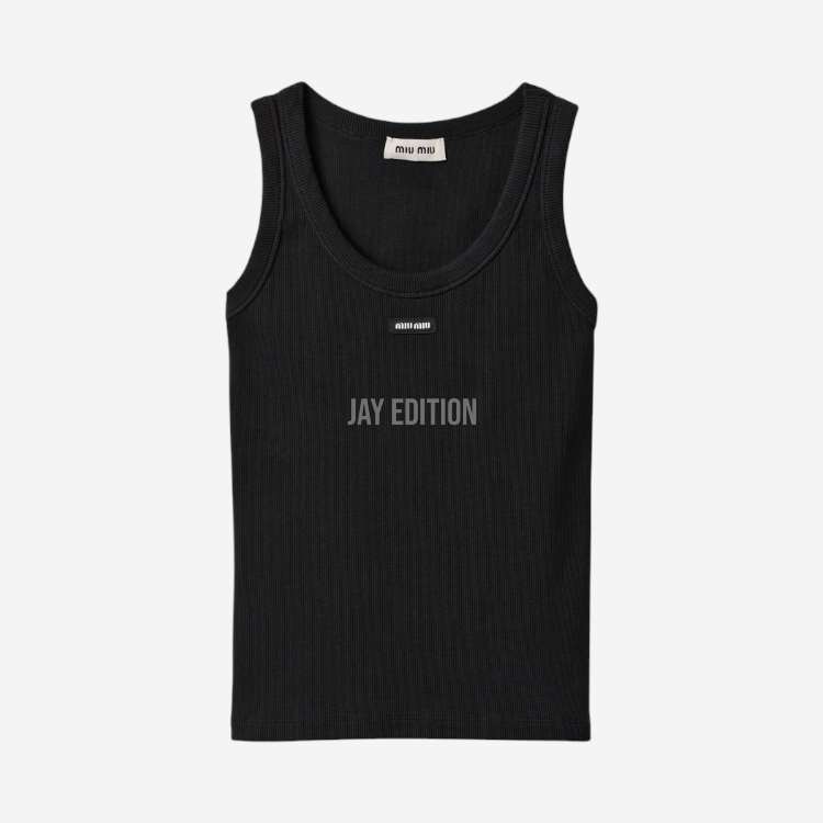 미우미우 립드 니트 탱크탑 블랙