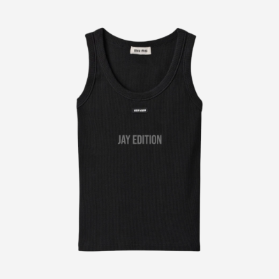 미우미우 립드 니트 탱크탑 블랙