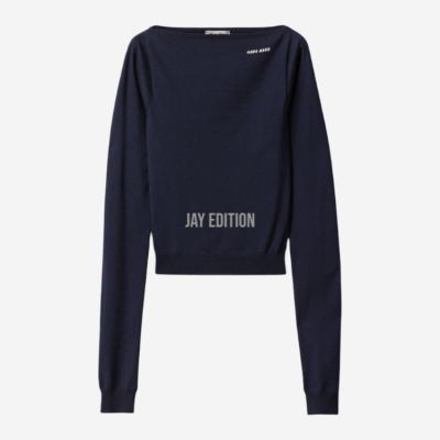 미우미우 울 보트넥 스웨터 블루