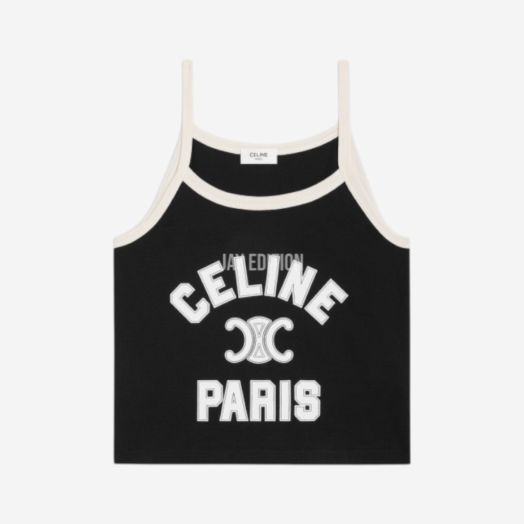 셀린느 셀린느 파리 탱크탑 코튼 저지 블랙 크림