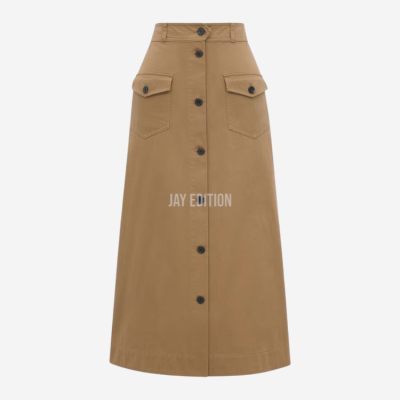 생로랑 코튼 서지 미디 스커트