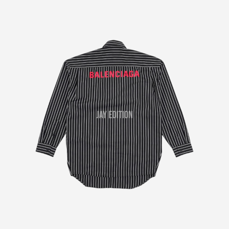 발렌시아가 핀스트라이프 리버스 로고 셔츠