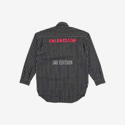 발렌시아가 핀스트라이프 리버스 로고 셔츠