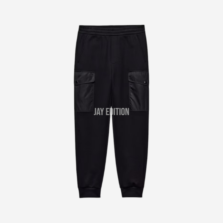 프라다 리나일론 코튼 저지 플리스 조깅 팬츠