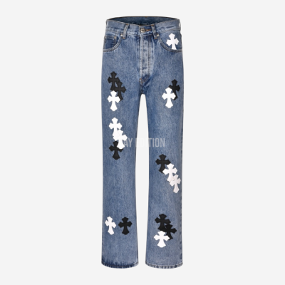 크롬하츠 블루 스트레이트 데님 팬츠