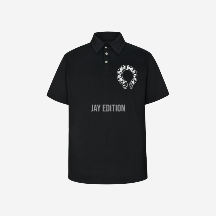 크롬하츠 크로우 하트 말굽 프린트 폴로 셔츠