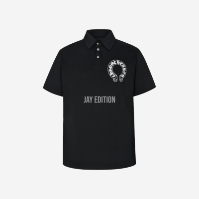 크롬하츠 크로우 하트 말굽 프린트 폴로 셔츠