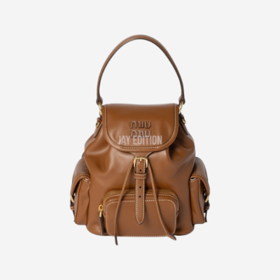 미우미우 로고 가죽 백팩 