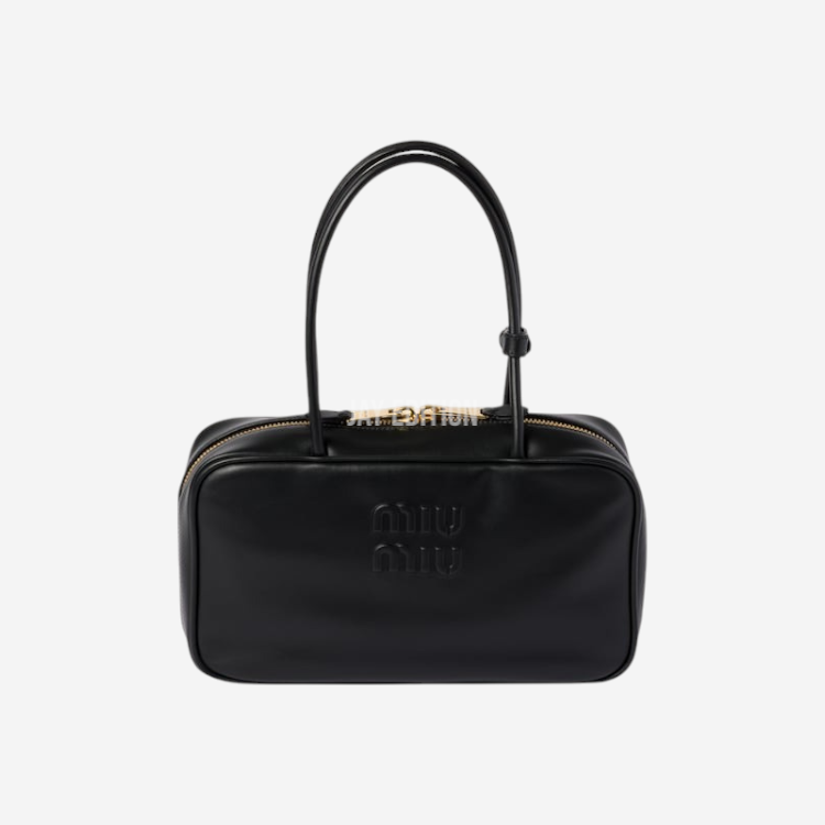 미우미우 보 가죽 탑 핸들백