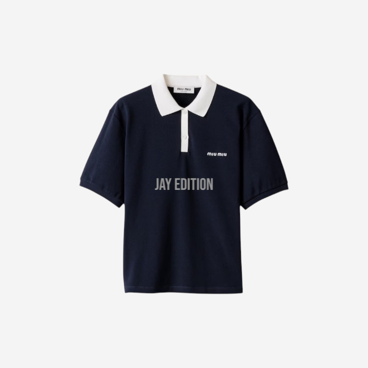 미우미우 코튼 피케 폴로 셔츠 블루