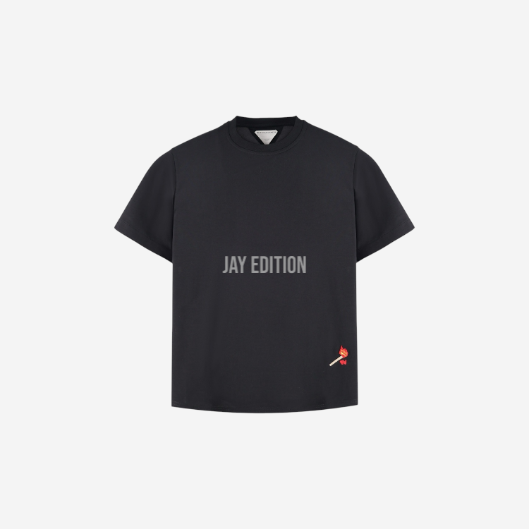 보테가 베네타 블랙 코튼 저지 티셔츠