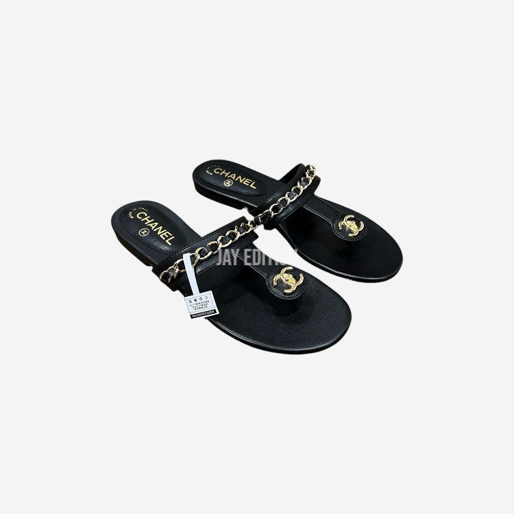 샤넬 턴락 로고 쪼리 슬리퍼