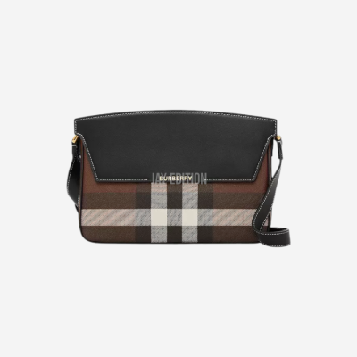 버버리 캐서린 레더 체크 숄더백