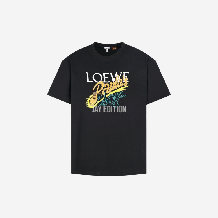 로에베 이비자 로고 자수 코튼 저지 티셔츠