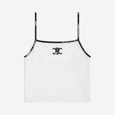 셀린느 트리오페 자수 코튼 저지 탱크탑