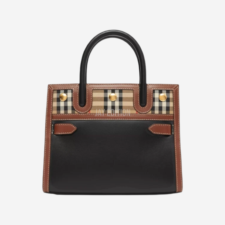 버버리 빈티지 레더 투핸들 타이틀백  스몰/미듐