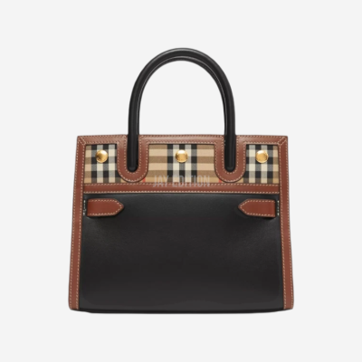 버버리 빈티지 레더 투핸들 타이틀백  스몰/미듐