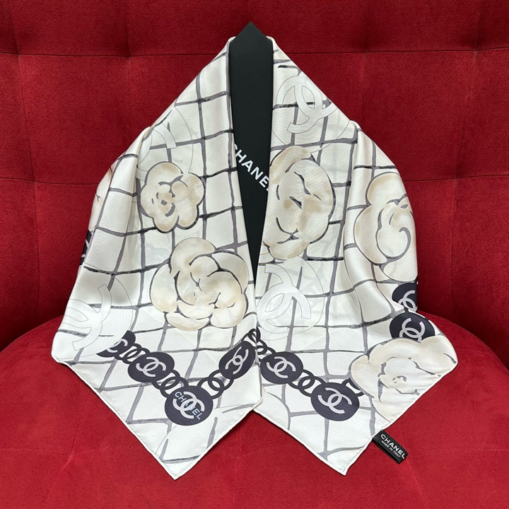 샤넬 까멜리아 스카프 실크 스카프 